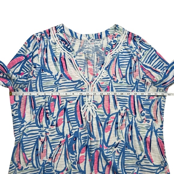 Lilly Pulitzer Kaia Knit Tunic Red Right Return Cotton Pop Over Size XL - Picture 9 of 10